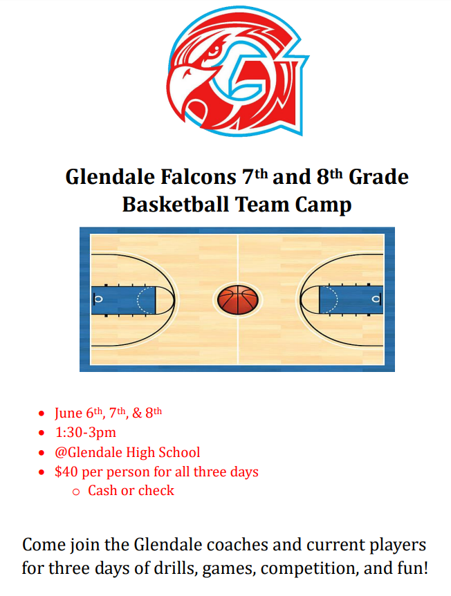 June 6th, 7th, & 8th • 1:30-3pm • @Glendale High School • $40 per person for all three days